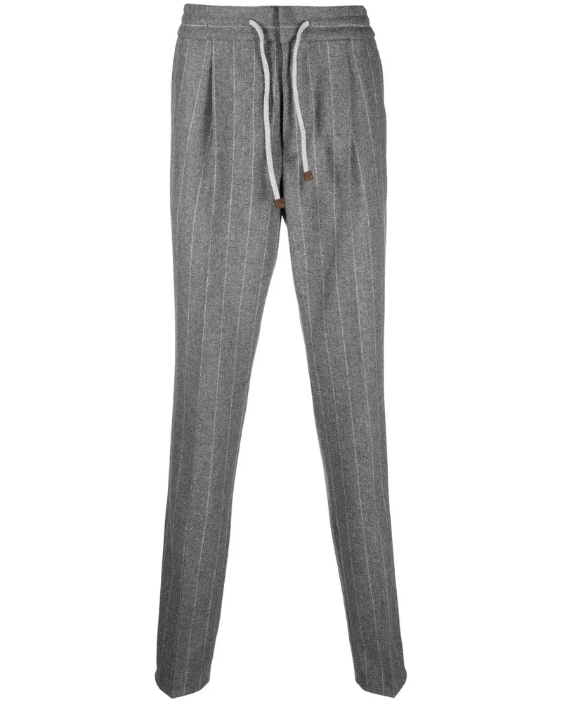 Brunello Cucinelli Gestreifte Straight-Leg-Hose - Grau Grau