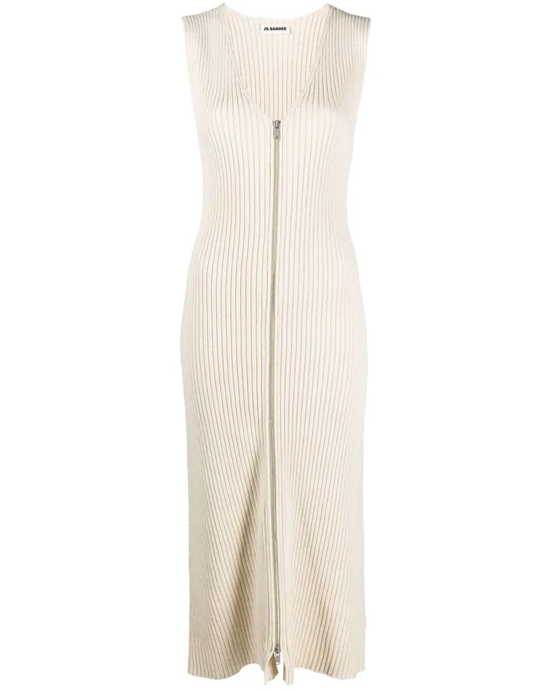 Jil Sander Geripptes Strickkleid Nude