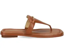 Flip-Flops mit Logo-Schild - Braun