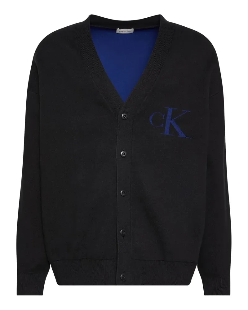Calvin Klein Cardigan mit Logo-Patch - Schwarz Schwarz