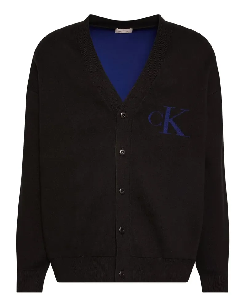 Calvin Klein Cardigan mit Logo-Patch - Schwarz Schwarz