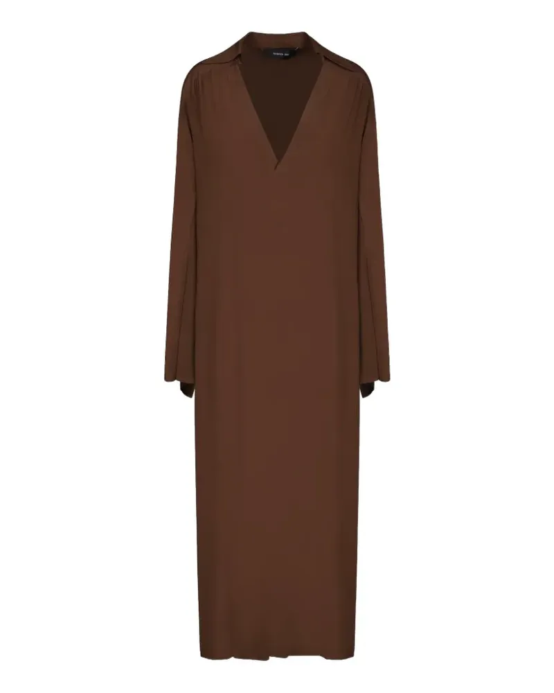 Federica Tosi V-neck long-sleeve midi dress - Braun Braun