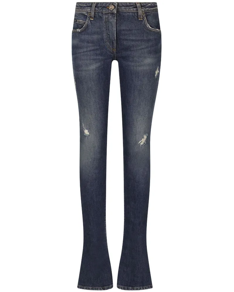 Dolce & Gabbana Halbhohe Slim-Fit-Jeans - Blau Blau