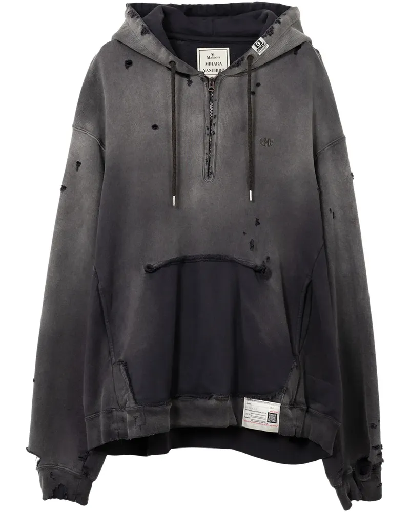 MIHARAYASUHIRO Hoodie in Distressed-Optik - Schwarz Schwarz