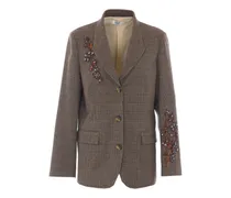 Blazer mit Prince of Wales-Karo und Schottenkaro mit Strass - Braun