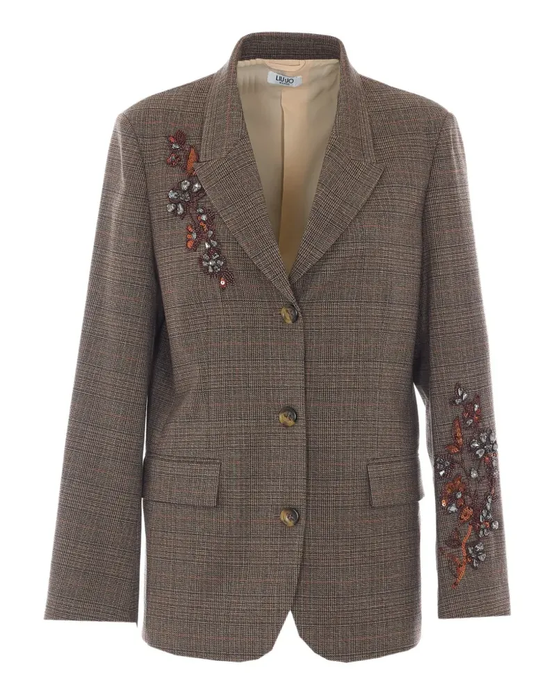 Liu Jo Blazer mit Prince of Wales-Karo und Schottenkaro mit Strass - Braun Braun