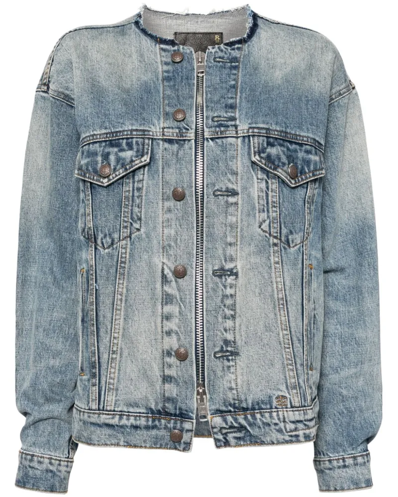 R13 Trucker-Jacke ohne Kragen - Blau Blau