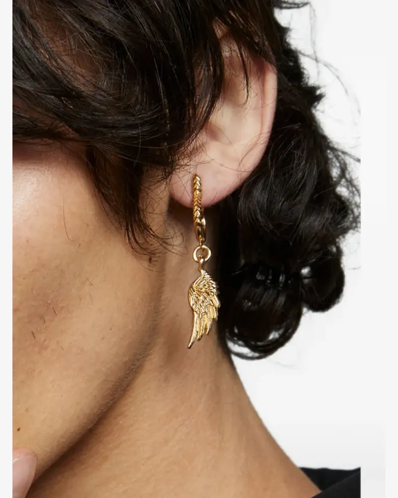 Emanuele Bicocchi Ala wing-pendant hoop earrings - Gold Gold