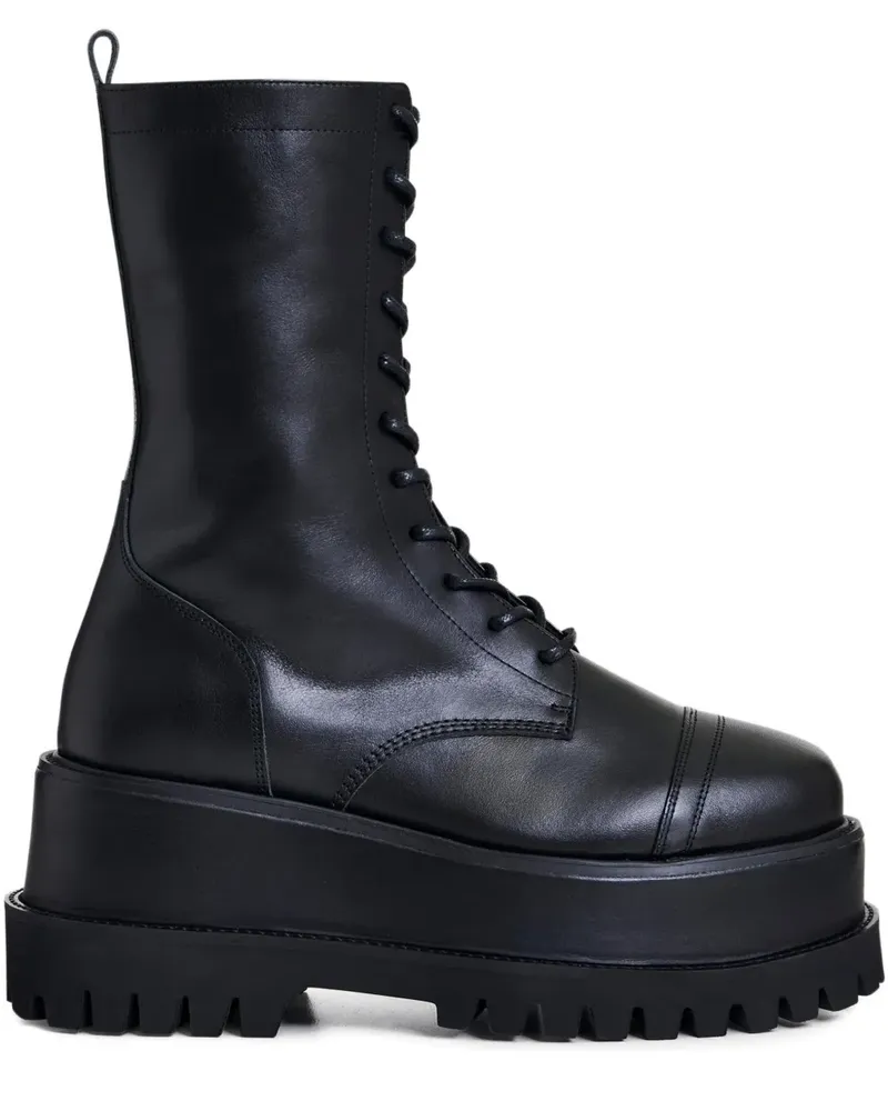 Essentiel platform lace-up combat boots - Schwarz Schwarz