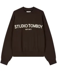 STUDIO TOMBOY Sweatshirt mit Logo-Print Braun