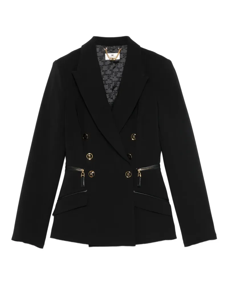 Elisabetta Franchi Doppelreihiger Blazer mit Reißverschlussdetail - Schwarz Schwarz