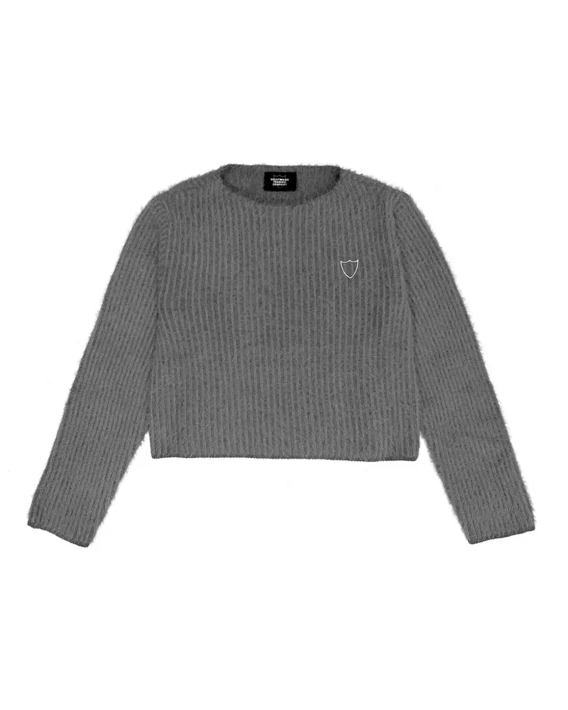 HTC Hollywood Trading Company Gerippter Cropped-Pullover - Grau Grau