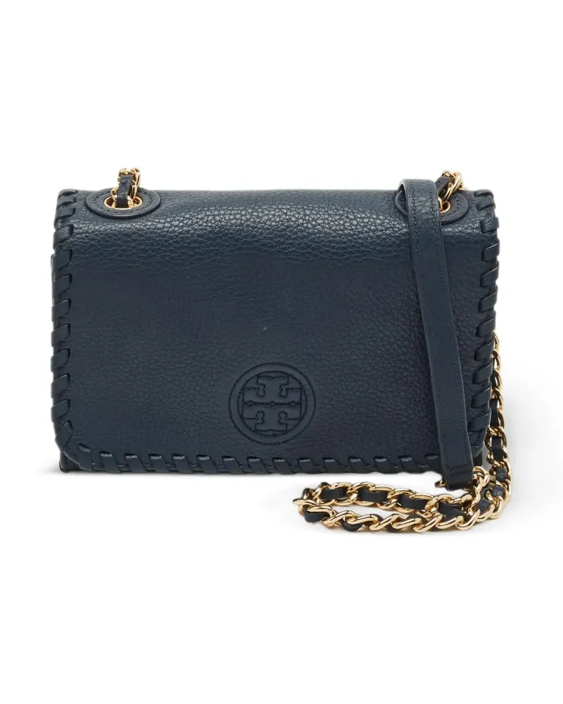 Tory Burch Marion Shrunken whipstitched cross body mini bag - Blau Blau