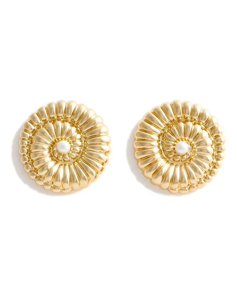 Self-Portrait crystal-embellished spiral earrings - Gold Gold
