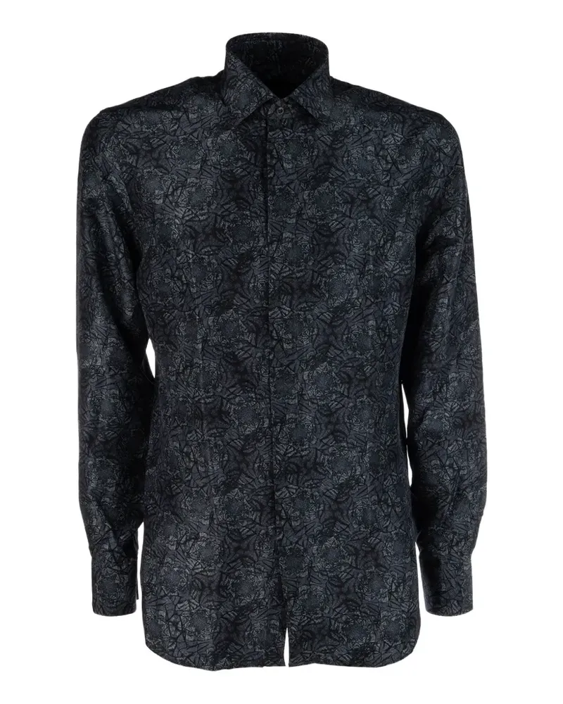 Corneliani brocade-print shirt - Blau Blau