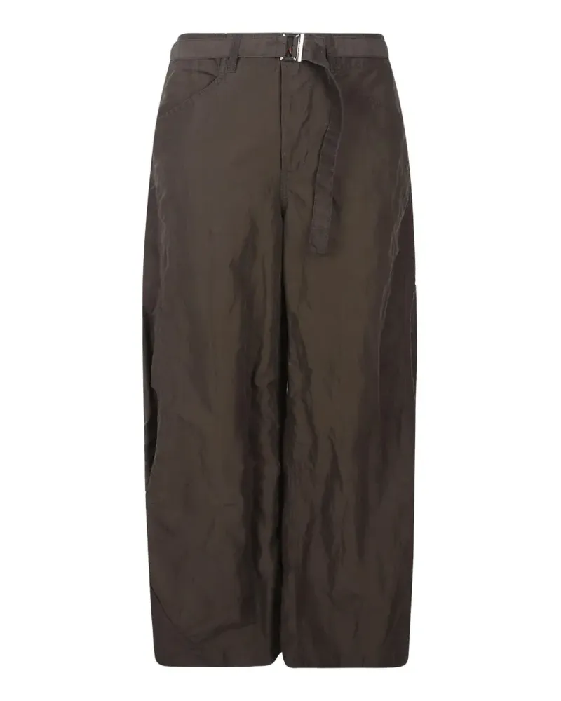 Sacai Treated belted trousers - Braun Braun