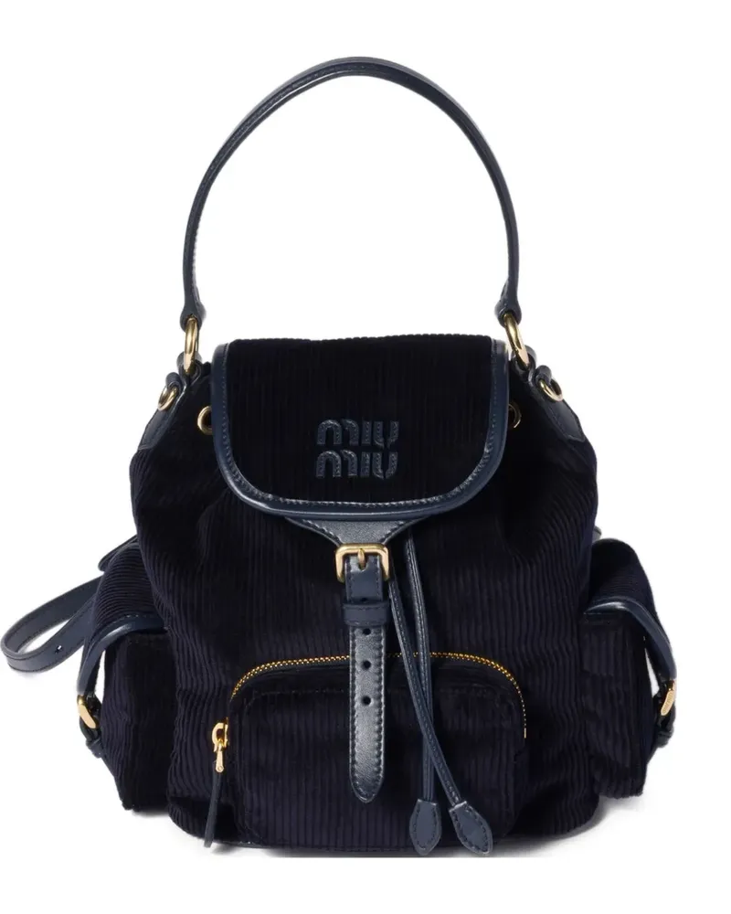Miu Miu Mittelgroßer Rucksack aus Cord - Blau Blau
