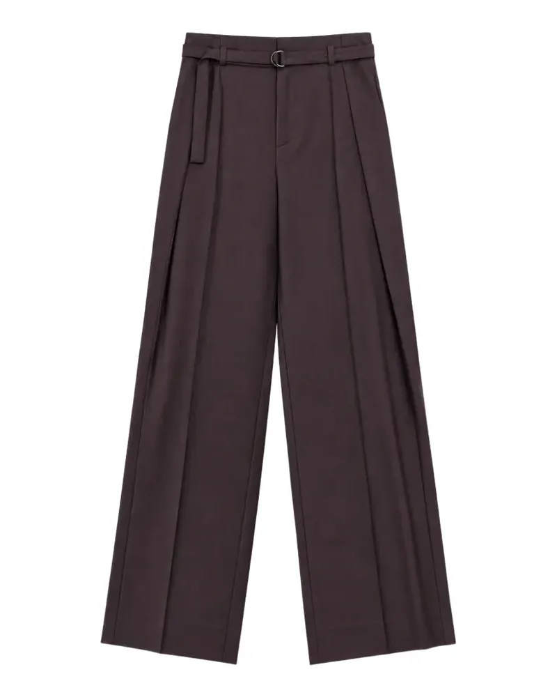 SOLOTRE Plissierte Hose mit Gürtel - Braun Braun