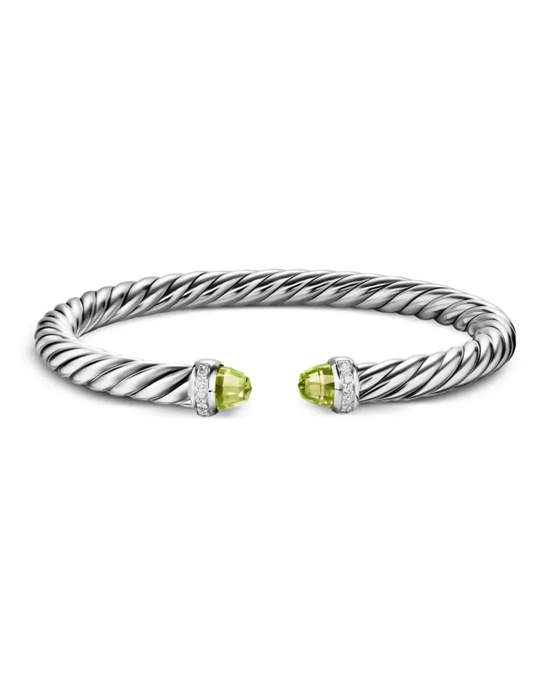 David Yurman Cable Flex® Sterlingsilber-Armband mit Peridot und Diamanten Silber