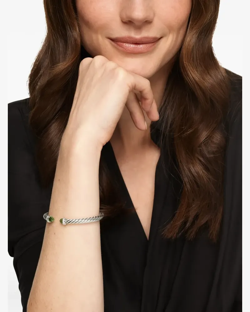 David Yurman sterling silver Cable Flex® peridot and diamond bracelet - Silber Silber