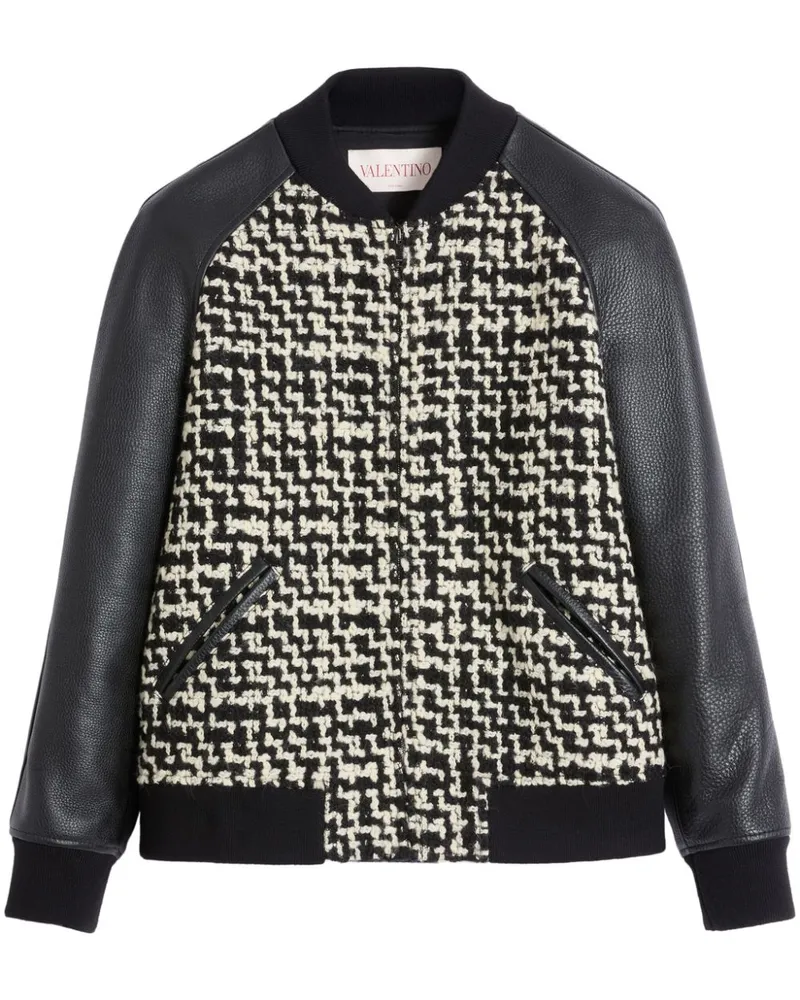 Valentino Garavani Tweed-Bomberjacke mit Chez-Patch - Schwarz Schwarz