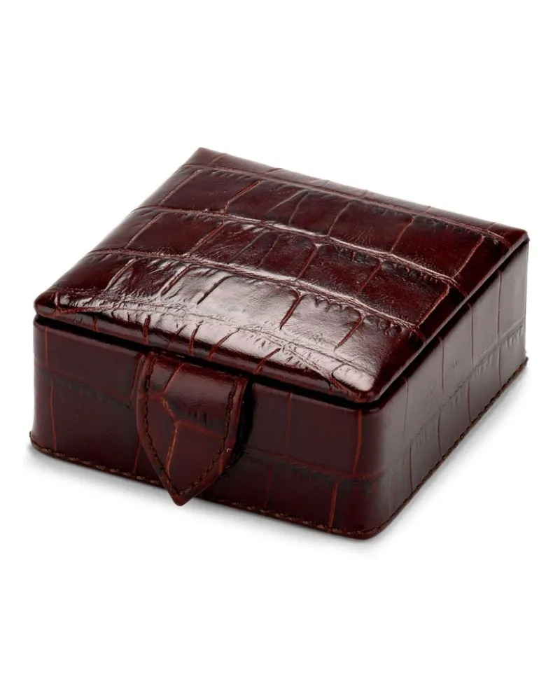 Aspinal of London Lederbox mit Kroko-Optik - Braun Braun