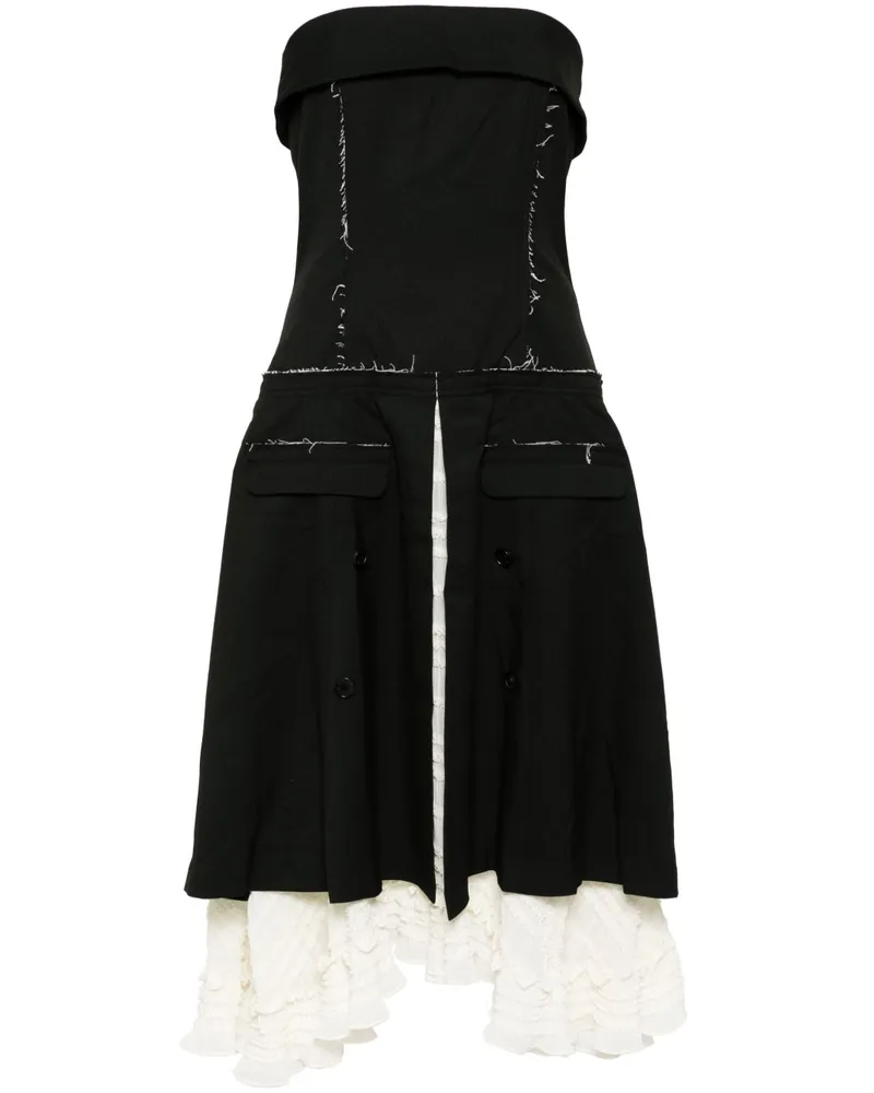 Rokh Schulterfreies Kleid mit Spitzendetail - Schwarz Schwarz