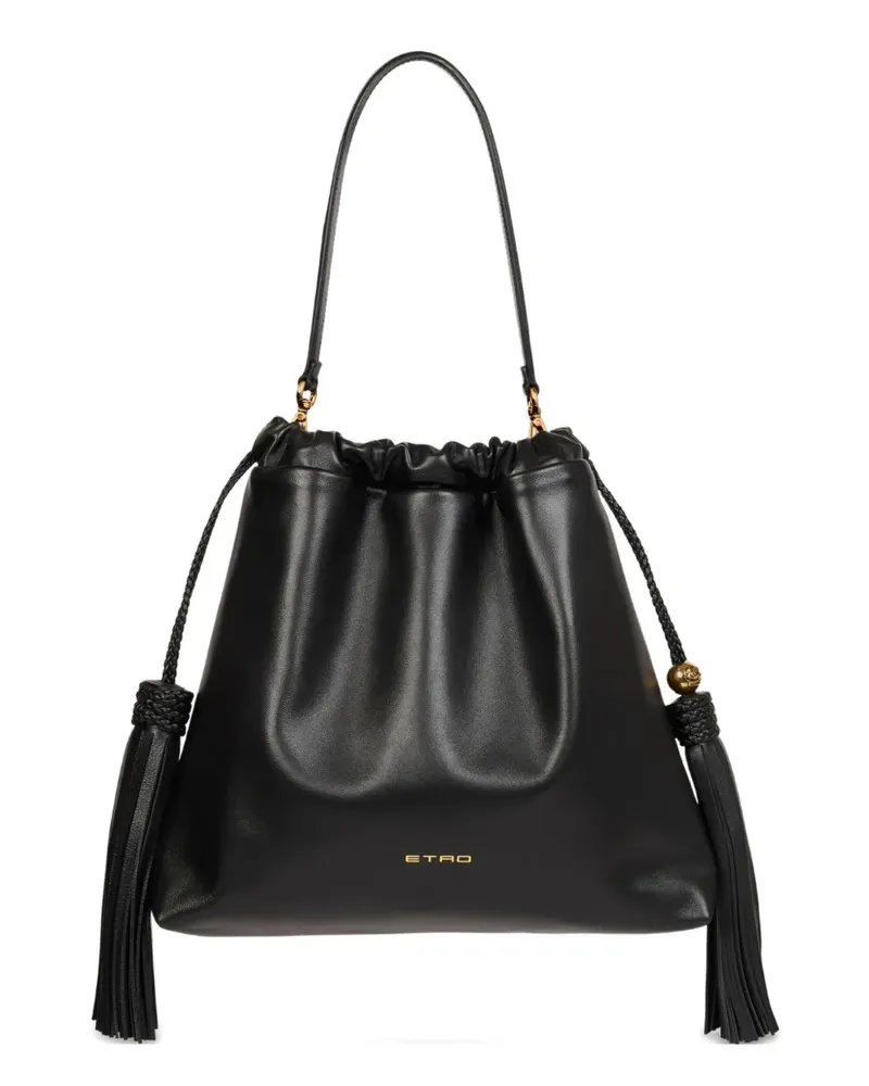 Etro Mittelgroße Kalispera Schultertasche mit Quasten - Schwarz Schwarz