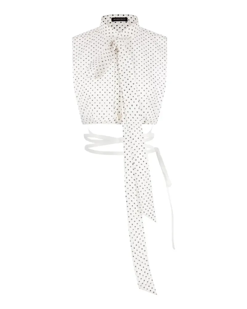Ann Demeulemeester Krawattenoberteil mit Polka Dots - Weiß Weiß