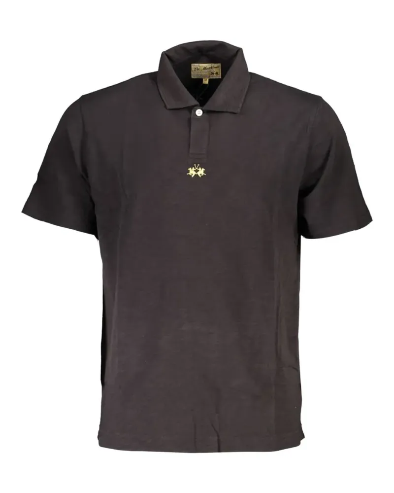 La Martina logo-embroidered cotton polo shirt - Schwarz Schwarz