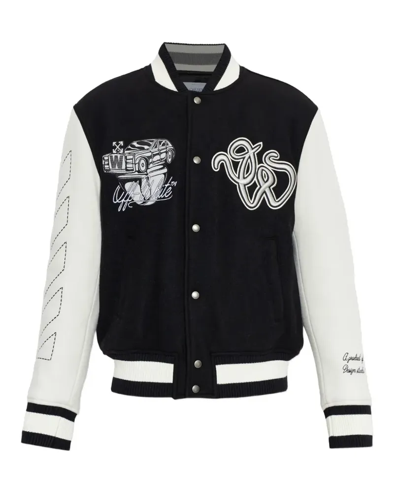 OFF-WHITE logo-patch panelled bomber jacket - Schwarz Schwarz
