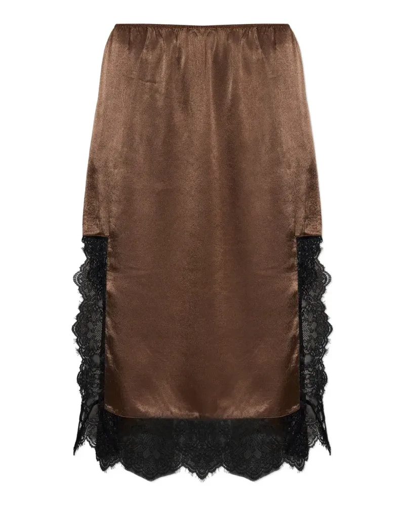 MUNTHE Chloa Midirock mit Spitzenbesatz - Braun Braun