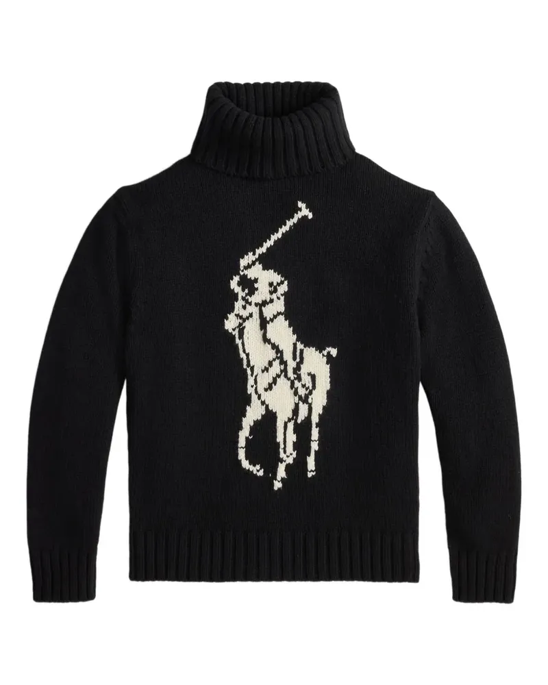 Ralph Lauren Intarsien-Pullover mit Polo Player - Schwarz Schwarz