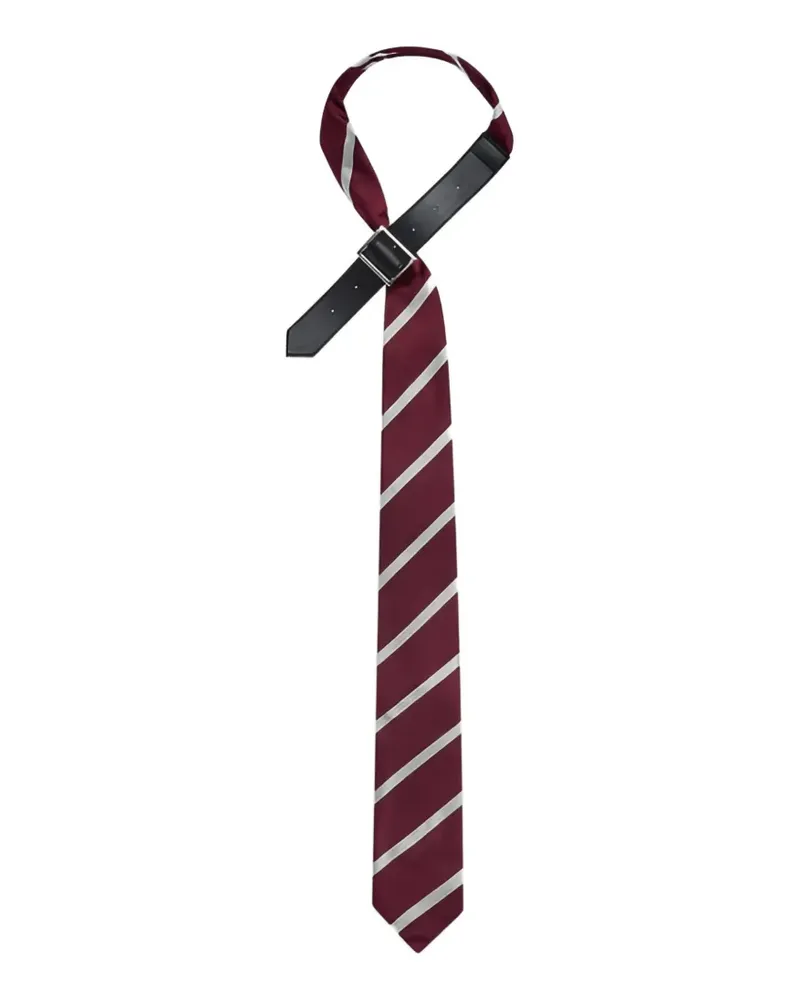 Noir Kei Ninomiya Striped University buckle-detail tie - Rot Rot