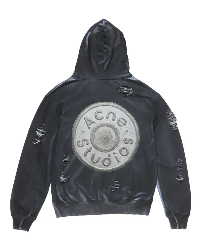 Acne Studios Kapuzenjacke im Distressed-Look - Schwarz Schwarz