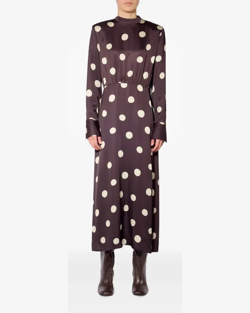 Liviana Conti polka-dot long-sleeve maxi dress - Braun Braun
