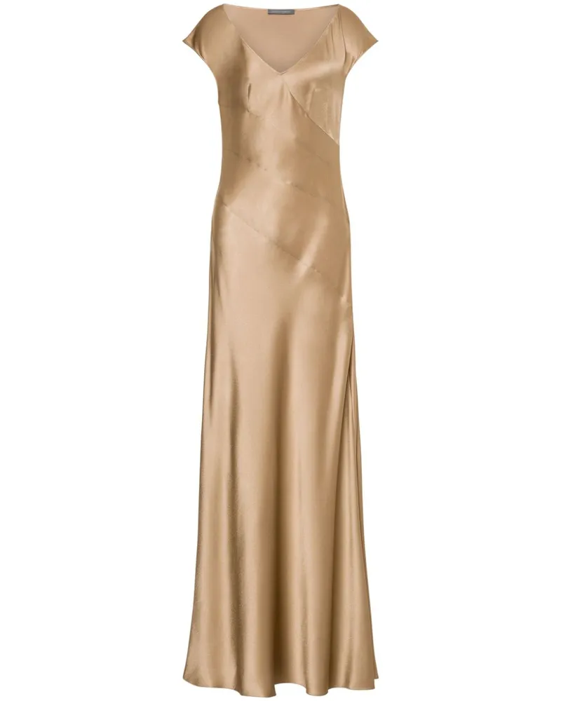 Alberta Ferretti Abendkleid mit Satineinsätzen Nude