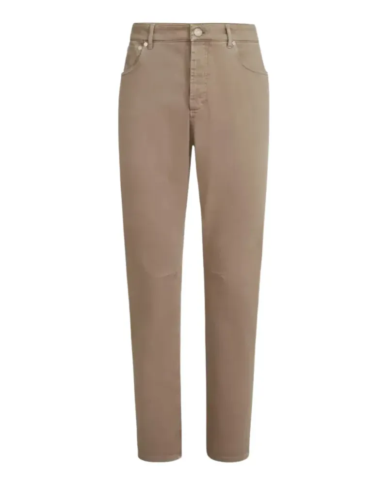 Brunello Cucinelli Iconic Fit embroidered-logo trousers - Nude Nude