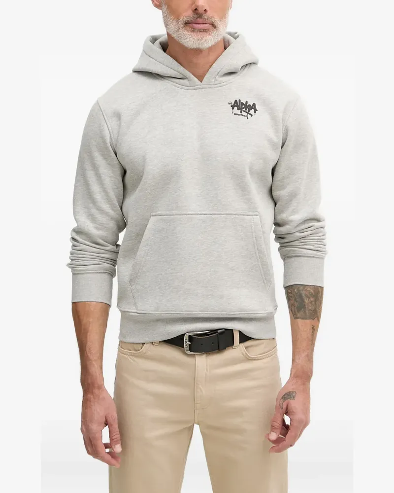 Alpha Industries Alpha Signature logo-print pouch-pocket hoodie - Grau Grau