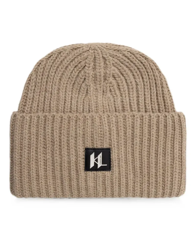 Karl Lagerfeld ribbed-knit beanie hat - Nude Nude