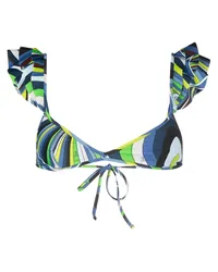 Emilio Pucci Bikinioberteil mit Rüschen Blau