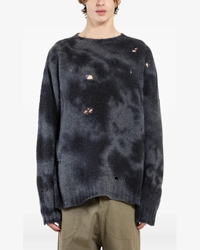 Uma Wang Rollkragenpullover in Distressed-Optik - Grau Grau