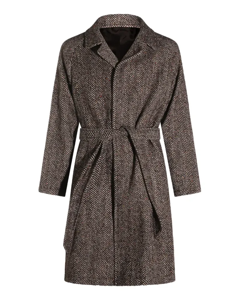 Tagliatore herringbone-pattern belted coat - Braun Braun