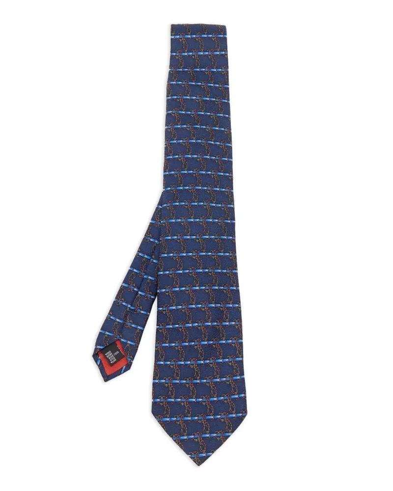 S.T. Dupont Seiden-Jacquard-Krawatte mit Print - Blau Blau