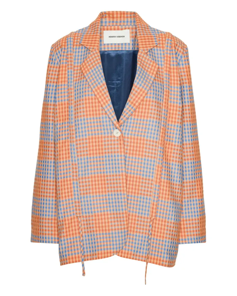 Henrik Vibskov checked single-breasted jacket - Orange Orange