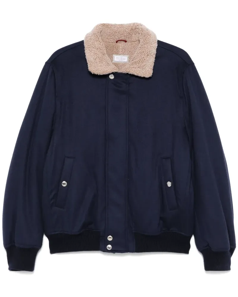 Brunello Cucinelli Bomberjacke mit Shearling-Kragen - Blau Blau