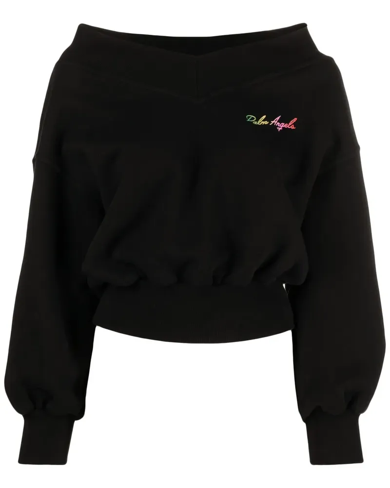 Palm Angels Schulterfreies Sweatshirt mit Logo - Schwarz Schwarz