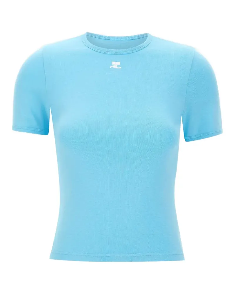 Courrèges logo-embroidered T-shirt - Blau Blau