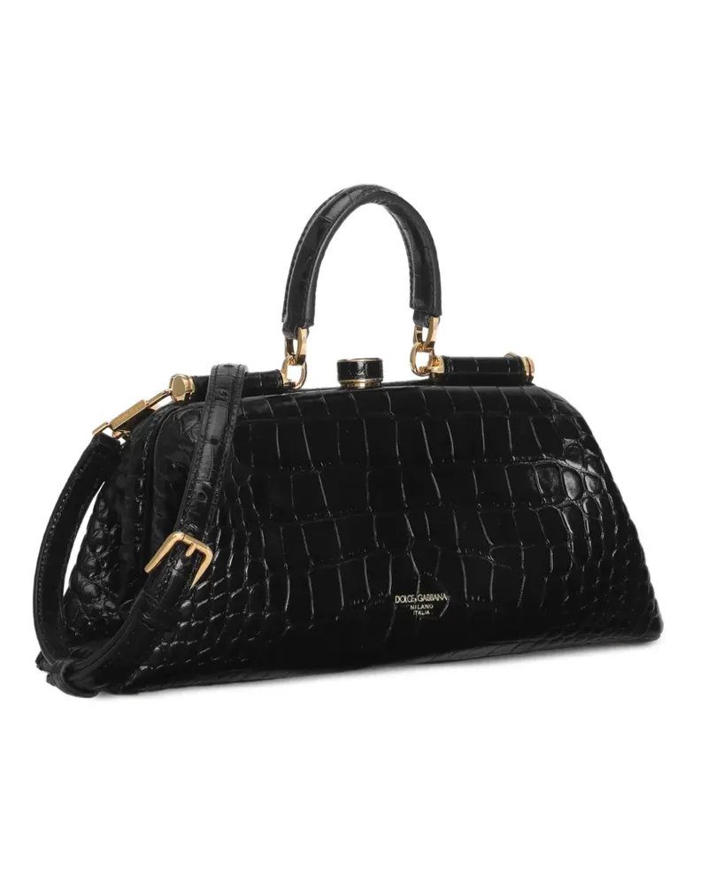 Dolce & Gabbana Mittelgroße Grandma Tote Bag aus Alligatorleder - Schwarz Schwarz