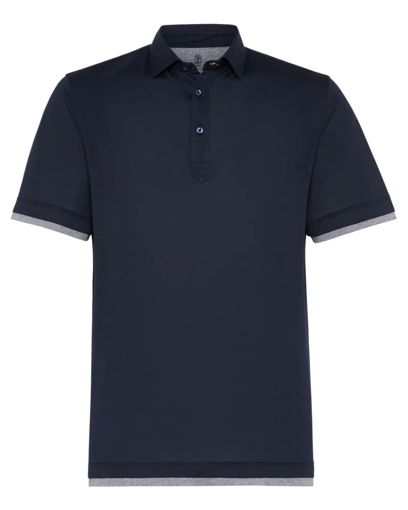 Brunello Cucinelli Poloshirt im Layering-Look - Blau Blau